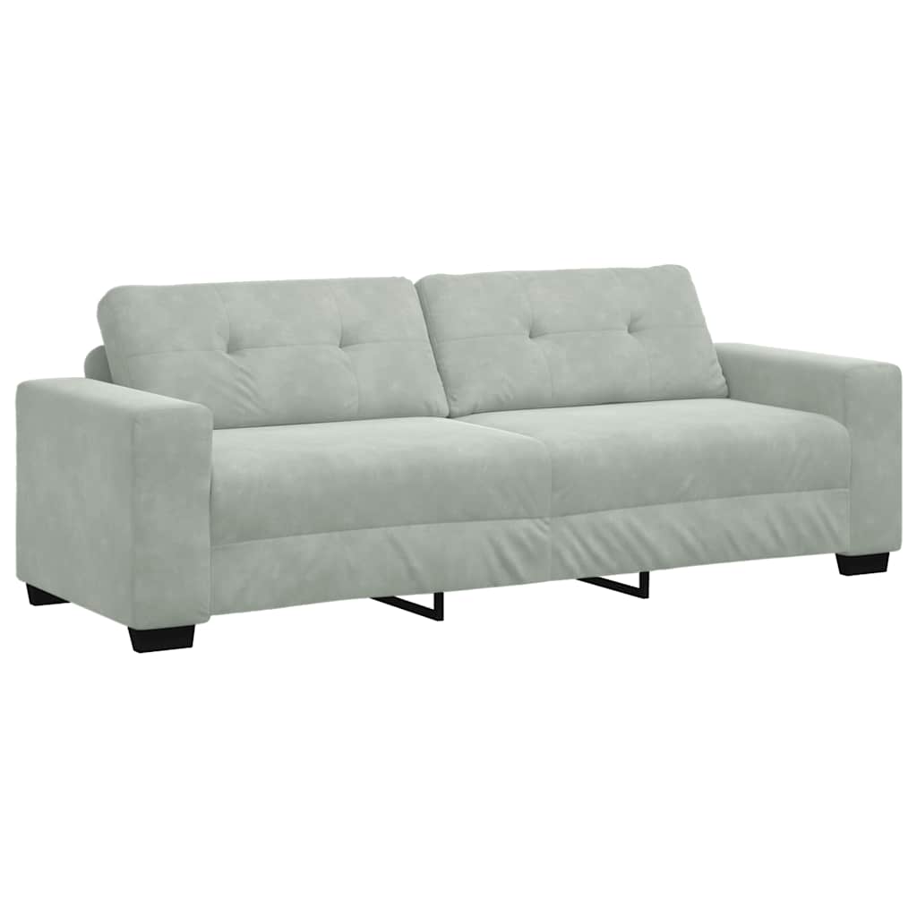 Divano a 3 posti Grigio Chiaro 220x78x80 cm in Velluto | homemem39