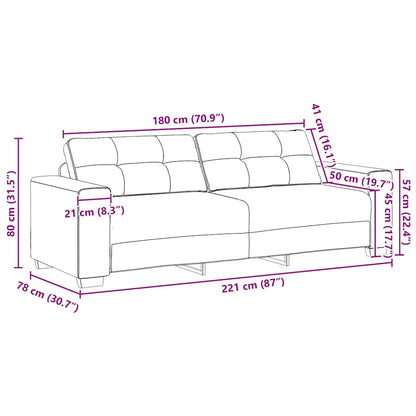 Divano a 3 posti Grigio Chiaro 220x78x80 cm in Velluto | homemem39