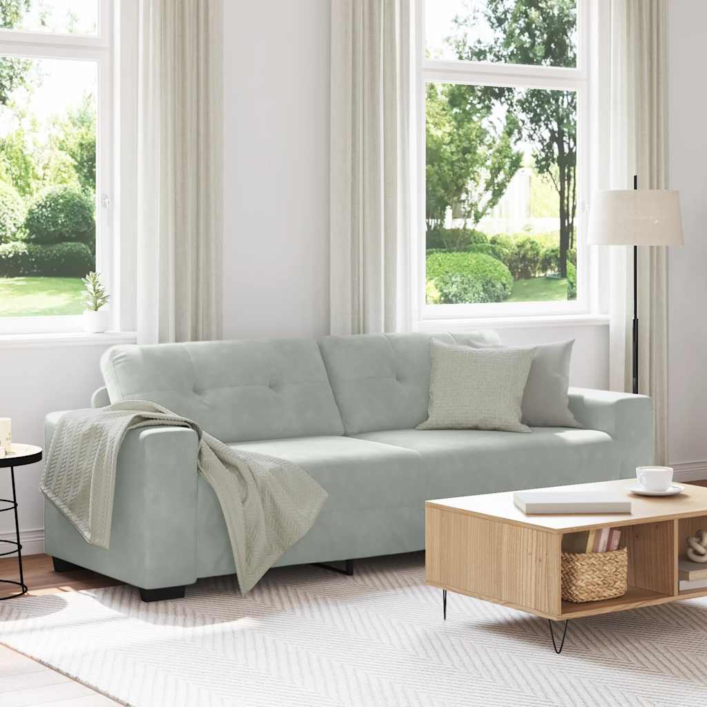 Divano a 3 posti Grigio Chiaro 220x78x80 cm in Velluto | homemem39
