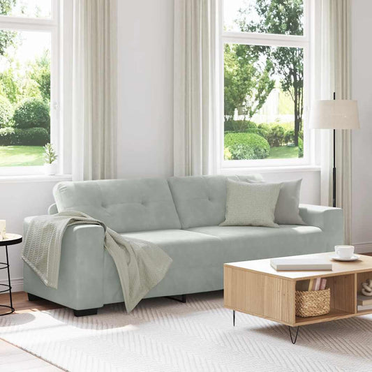 Divano a 3 posti Grigio Chiaro 220x78x80 cm in Velluto | homemem39