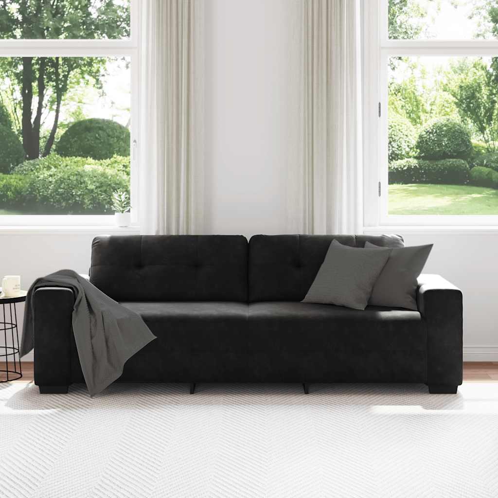 Divano a 3 posti Nero 220x78x80 cm in Velluto | homemem39