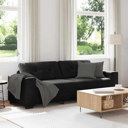 Divano a 3 posti Nero 220x78x80 cm in Velluto | homemem39