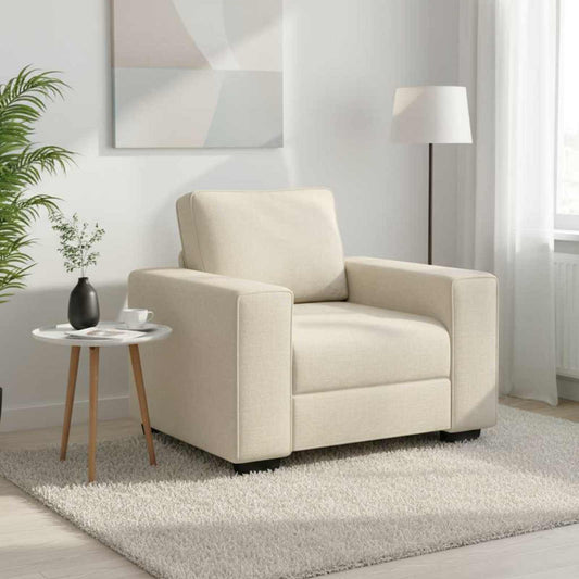 Poltrona Sofa Beige 100 cm Tessuto misto lino