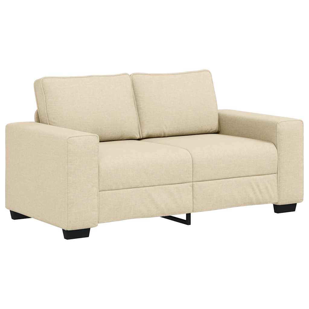 Divano a 2 Posti Crema 160x77x82 cm in Tessuto