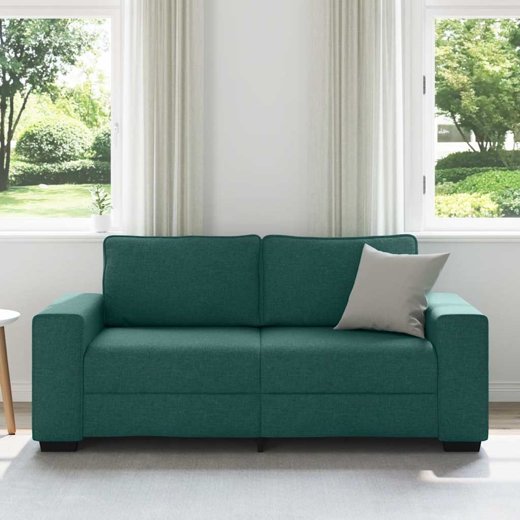 Divano a 2 Posti Verde Scuro 180x77x82 cm in Tessuto | homemem39