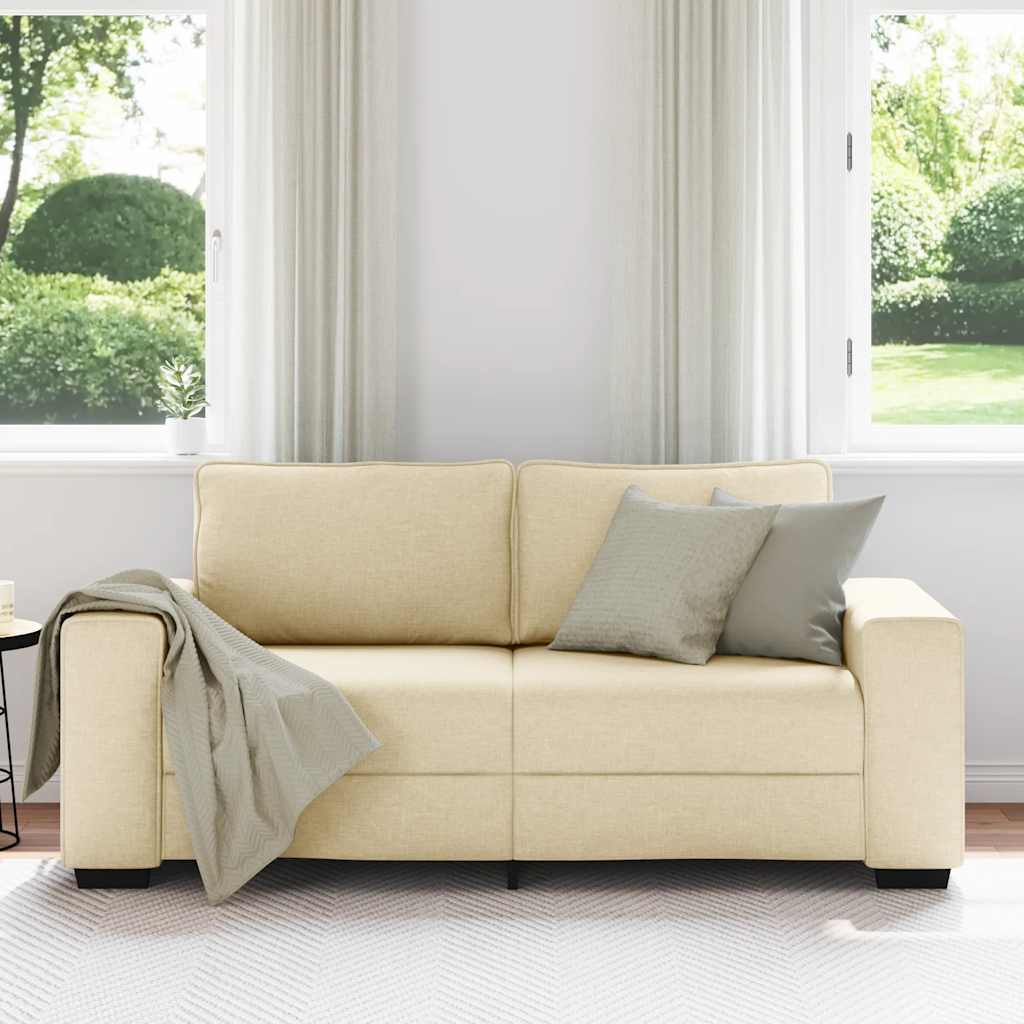 Divano a 2 Posti Crema 180x77x82 cm in Tessuto | homemem39