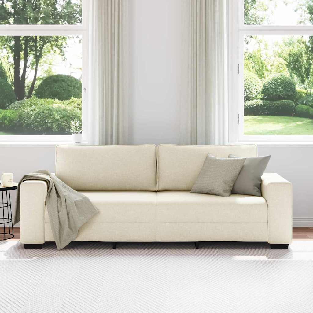 | Divano | con cuscino con cuscino Beige 221 x 77 x 82 cm Tela - homemem39