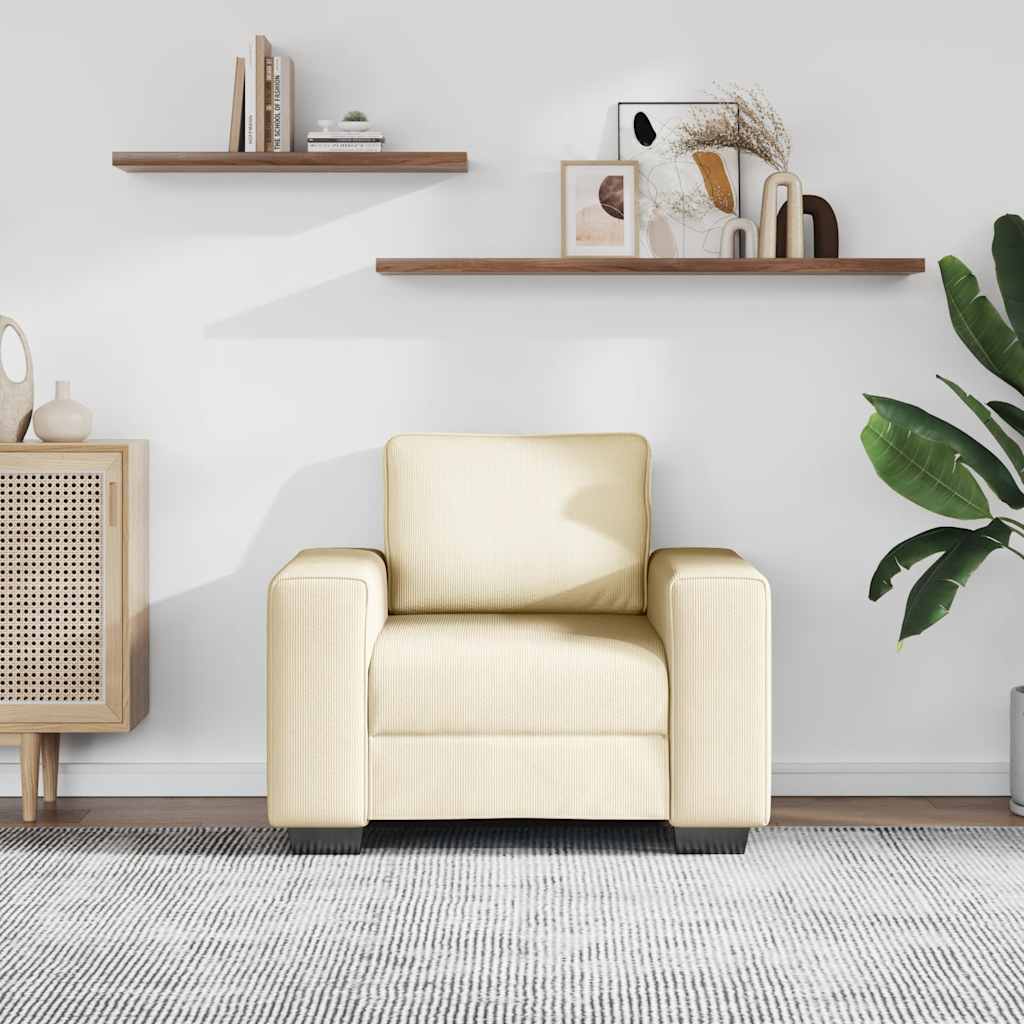 Divano Sedia Crema 100x77x82 cm Tessuto di Velluto a Coste | homemem39