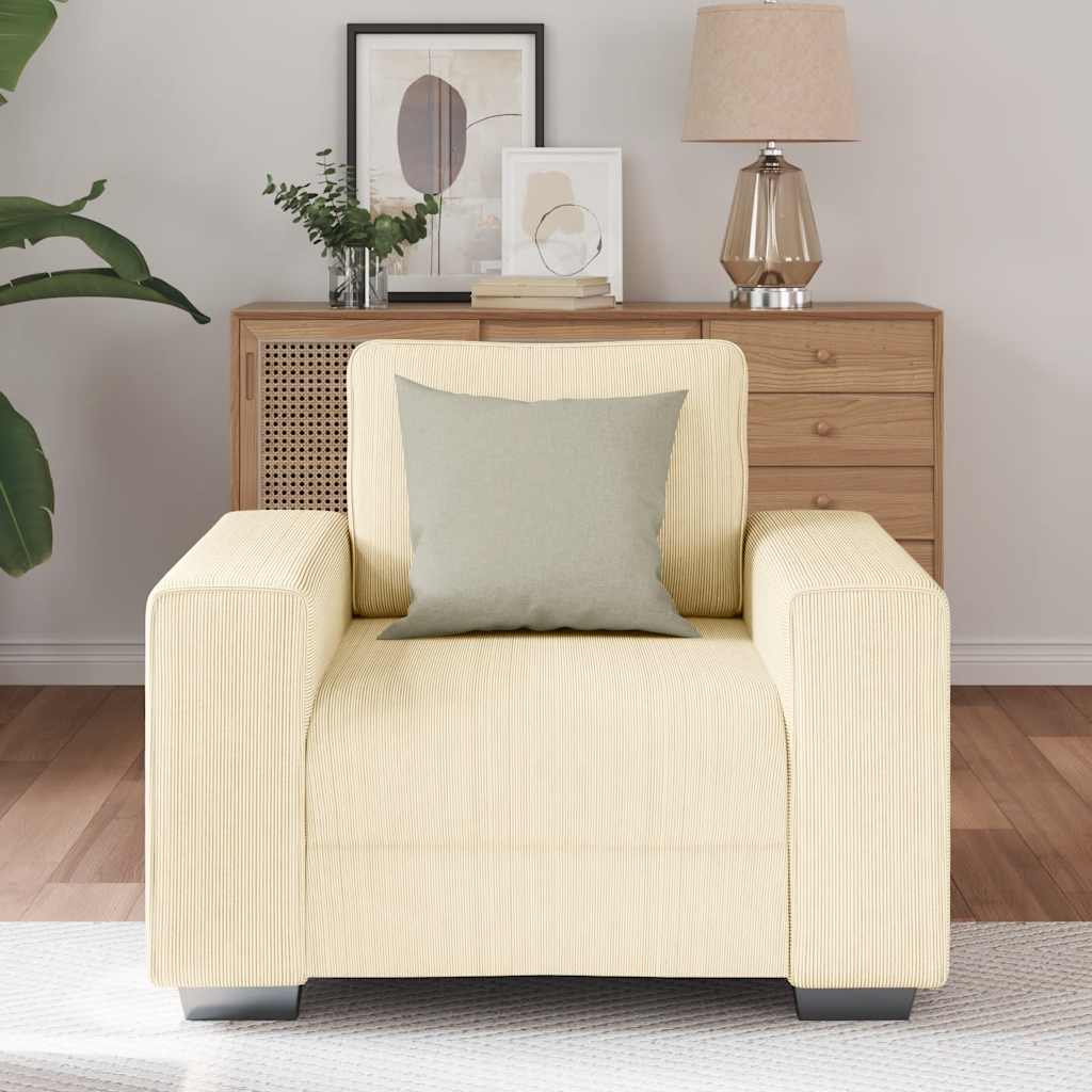 Divano Sedia Crema 60 cm Tessuto di Velluto a Coste - homemem39