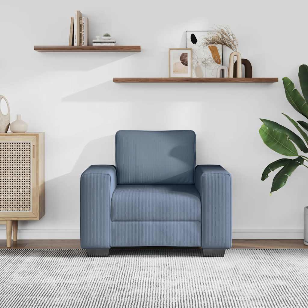 Divano Sedia Blu 100x77x82 cm Tessuto di velluto a coste | homemem39