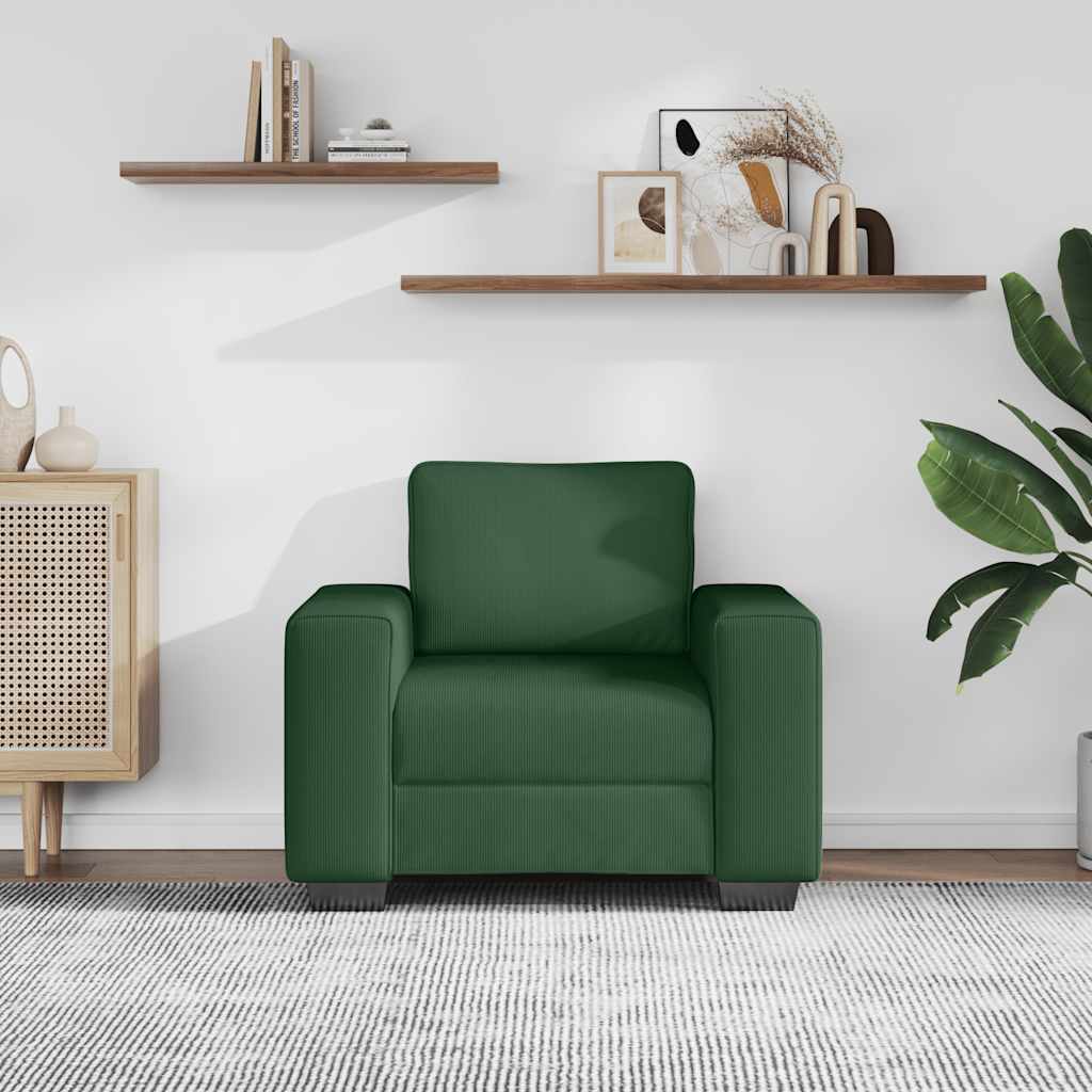Divano Sedia Verde Scuro 100x77x82 cm Tessuto di Velluto a Coste | homemem39