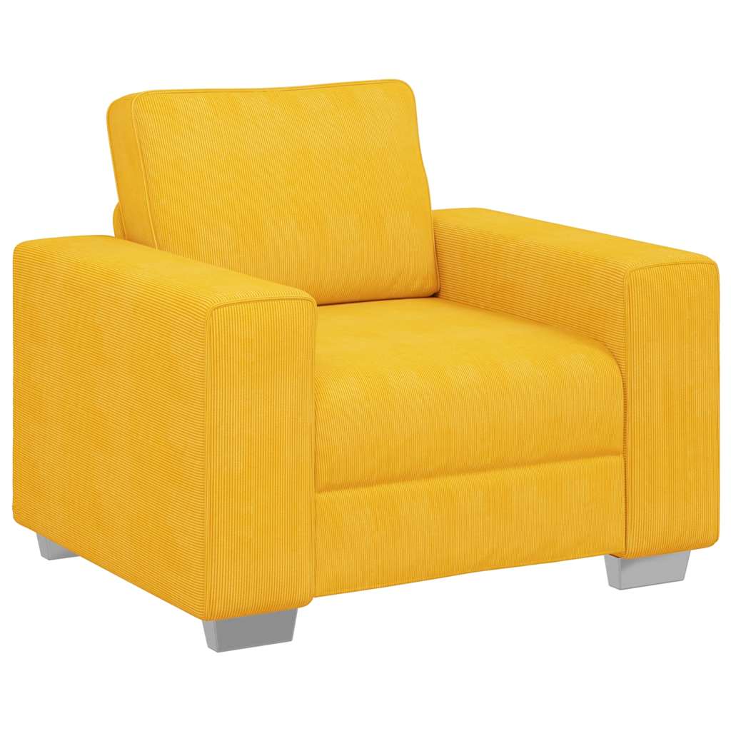 Divano Sedia Giallo Chiaro 100x77x82 cm in Tessuto di Velluto a Coste | homemem39
