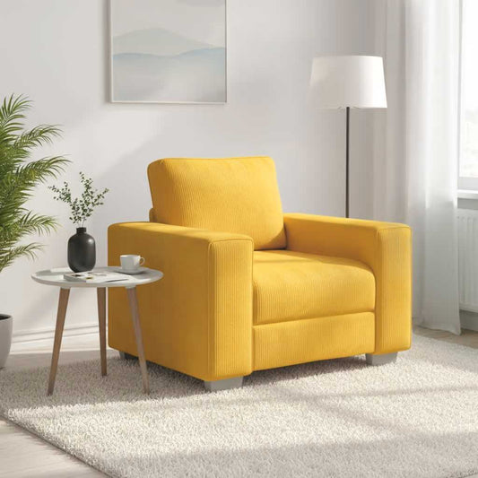 Divano Sedia Giallo Chiaro 100x77x82 cm in Tessuto di Velluto a Coste