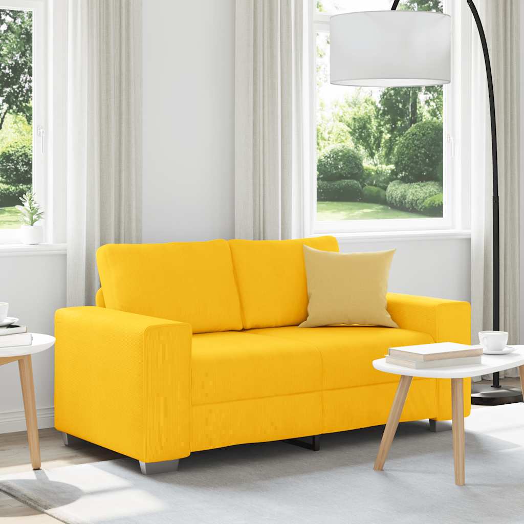 Divano Divanetto Giallo Chiaro 160x77x82cm Tessuto di Velluto a Coste
