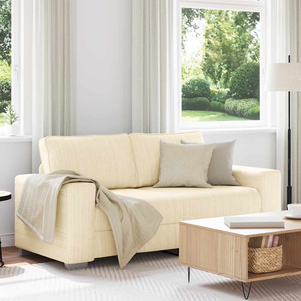 Divano Divanetto Crema 180x77x82 cm Tessuto di Velluto a Coste | homemem39