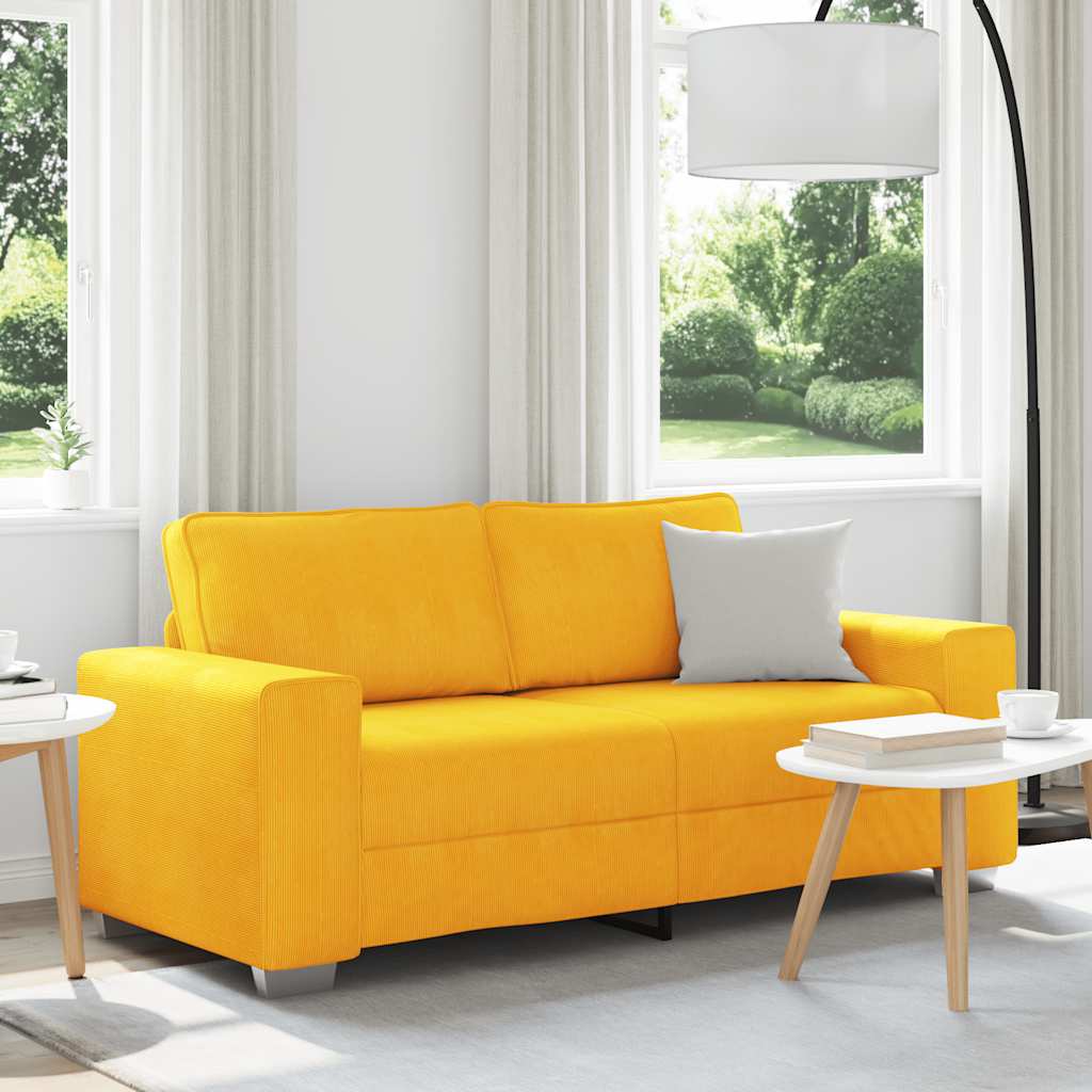 Divano Divanetto Giallo Chiaro 180x77x82cm Tessuto di Velluto a Coste | homemem39