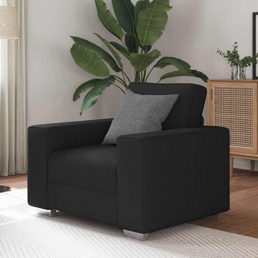 Divano con cuscino Nero 100 x 77 x 82 cm Tessuto