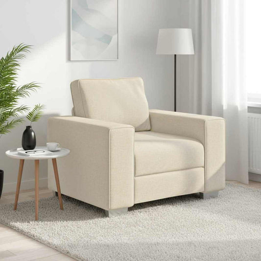 Poltrona Sofa Beige 100 cm Tessuto misto lino | homemem39
