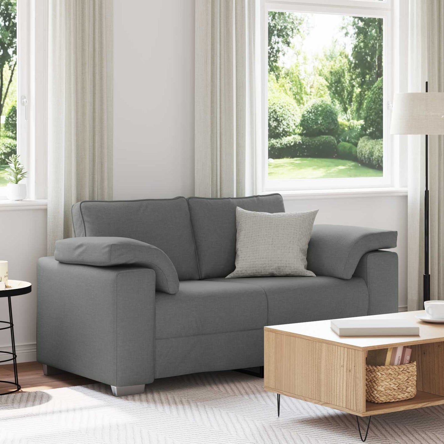 Divano a due posti Grigio scuro 160 cm Tessuto | homemem39
