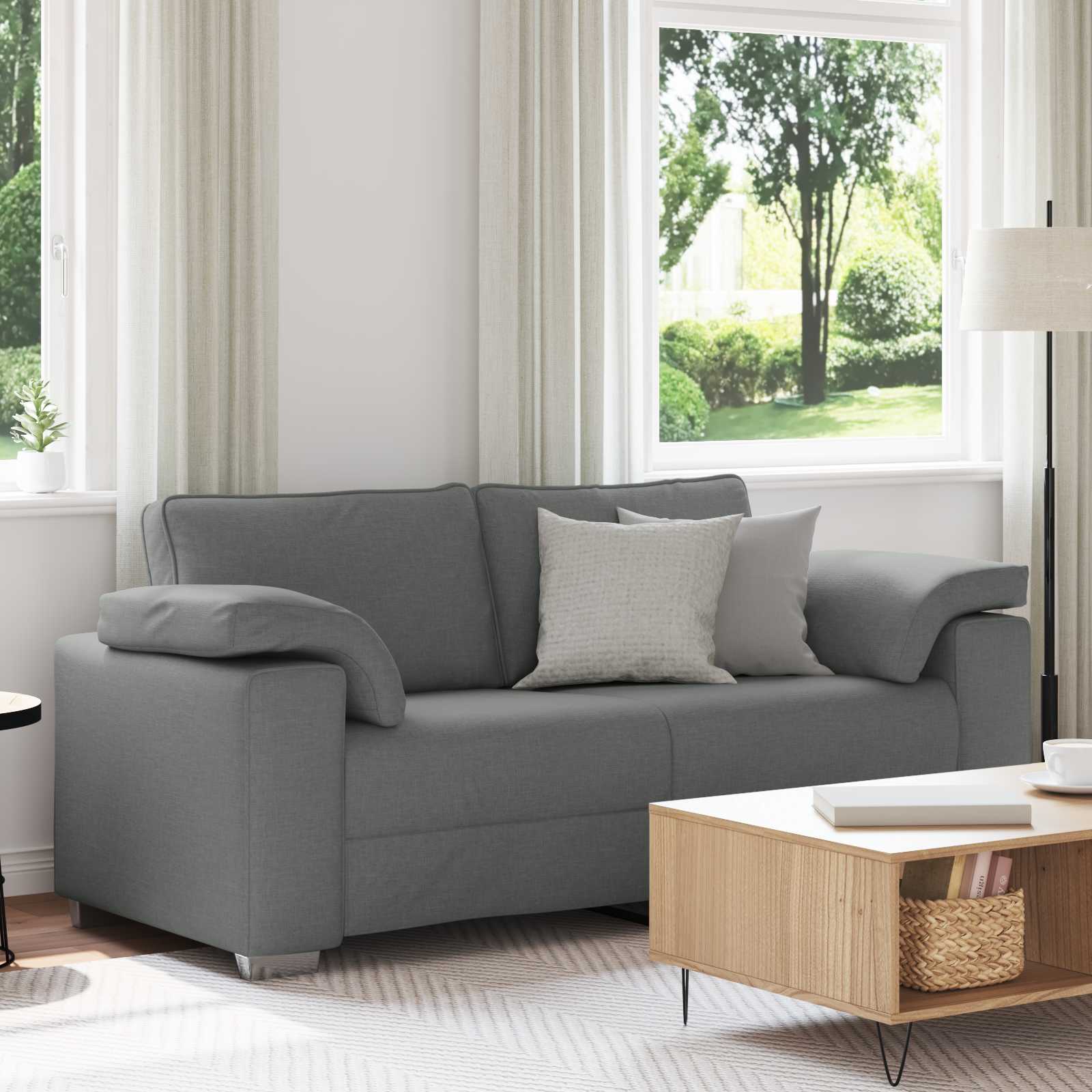 Divano a due posti Grigio scuro 180 cm Tessuto | homemem39