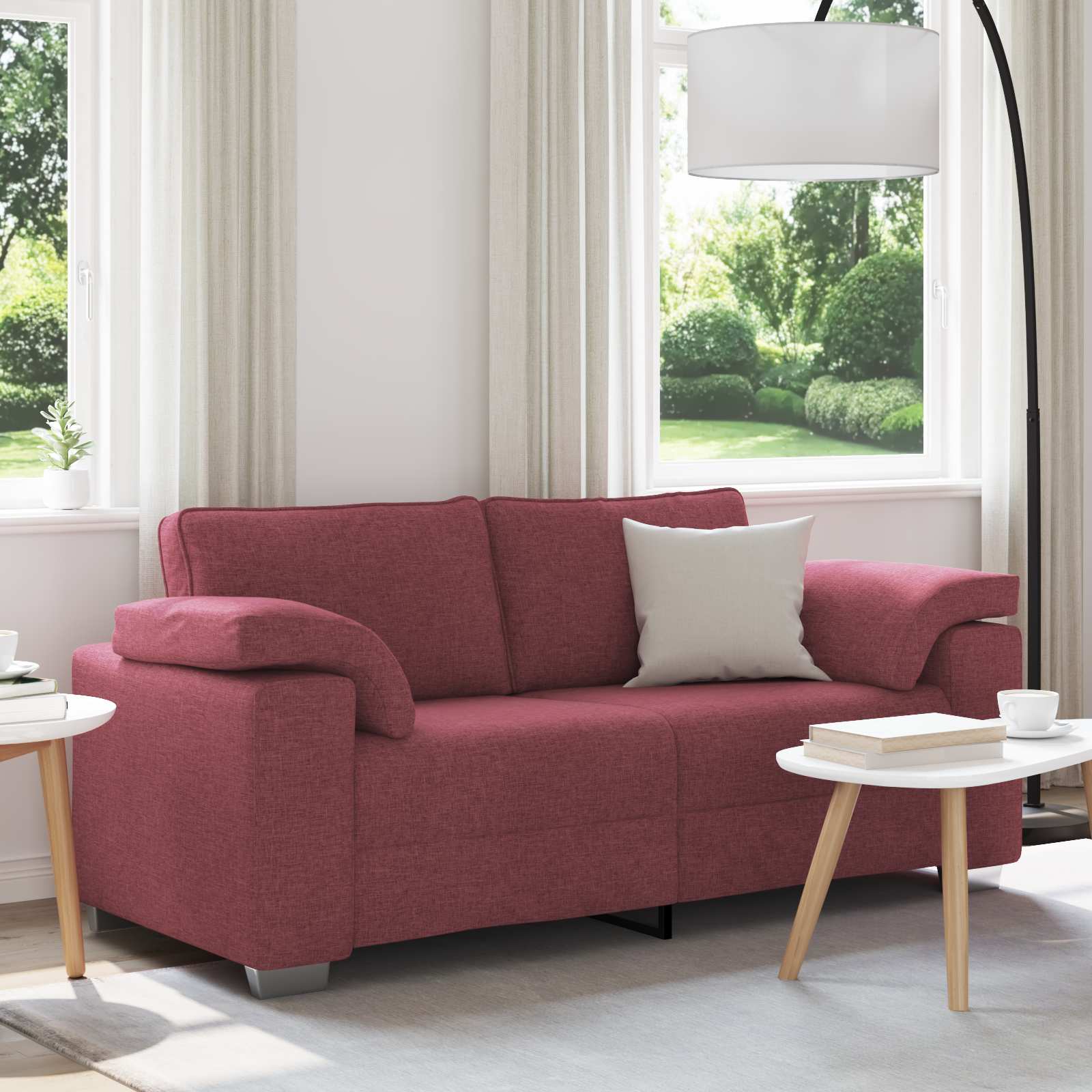 Divano a due posti Rosso Vino 180 cm Tessuto | homemem39