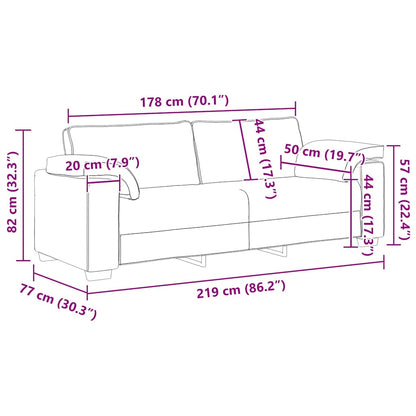 Divano con cuscino Grigio chiaro 219 x 77 x 82 cm Tessuto