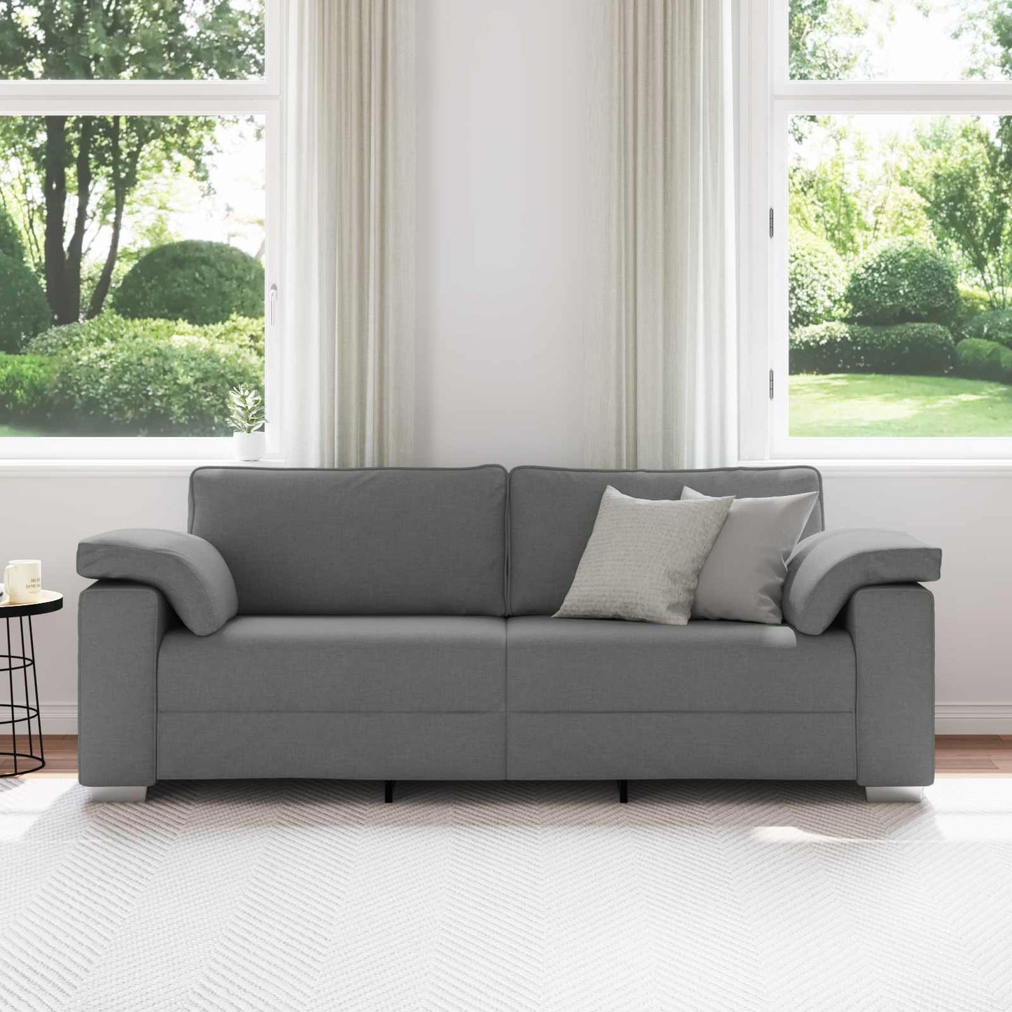 Divano 3-Persone Grigio scuro 220 cm Tessuto | homemem39