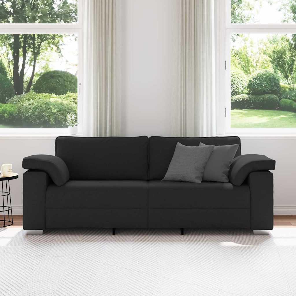 Divano con cuscino Nero 219 x 77 x 82 cm Tessuto - homemem39
