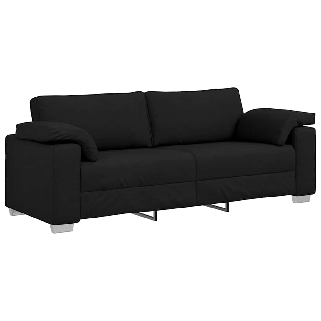 Divano con cuscino Nero 219 x 77 x 82 cm Tessuto - homemem39