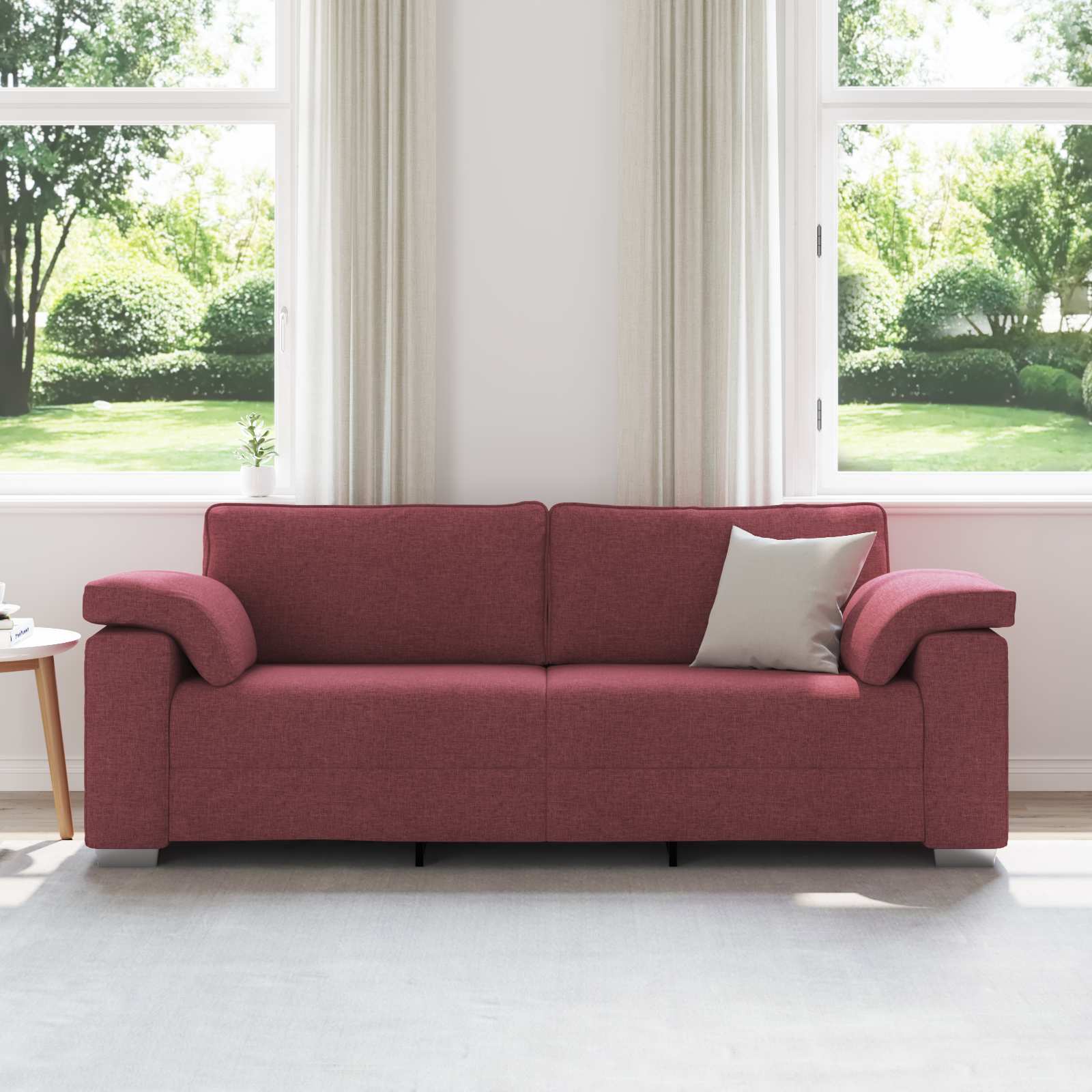 Divano 3-Persone Rosso Vino 220 cm Tessuto | homemem39