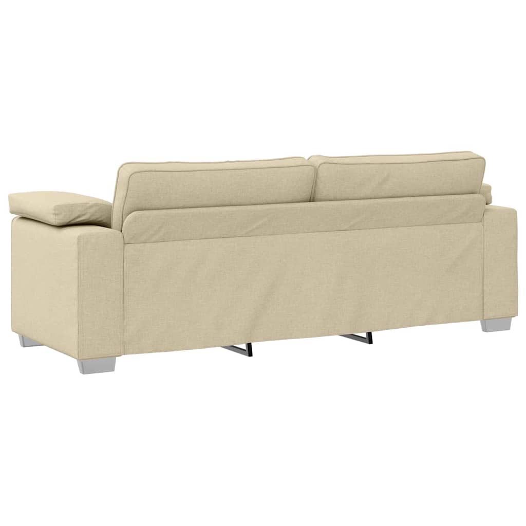 Divano con cuscino Crema 219 x 77 x 82 cm Tessuto