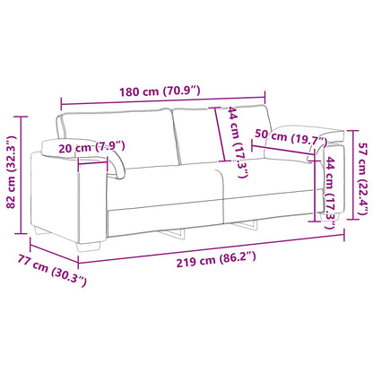 Divano 3-Persone Crema 220 cm Tessuto | homemem39