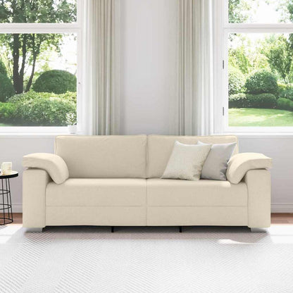 Divano con cuscino con cuscino Beige 219 x 77 x 82 cm Tela