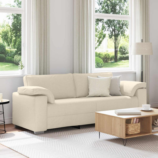 Divano 3-Persone Beige 220 cm Tessuto misto lino