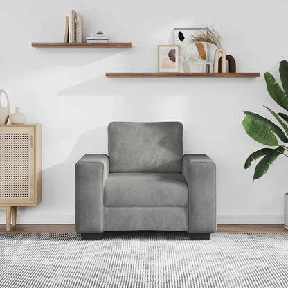 Divano Sedia Grigio Chiaro 60 cm Velluto