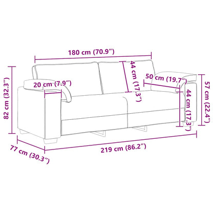 Divano a 3 Posti Verde Scuro 220x77x82 cm in Velluto | homemem39