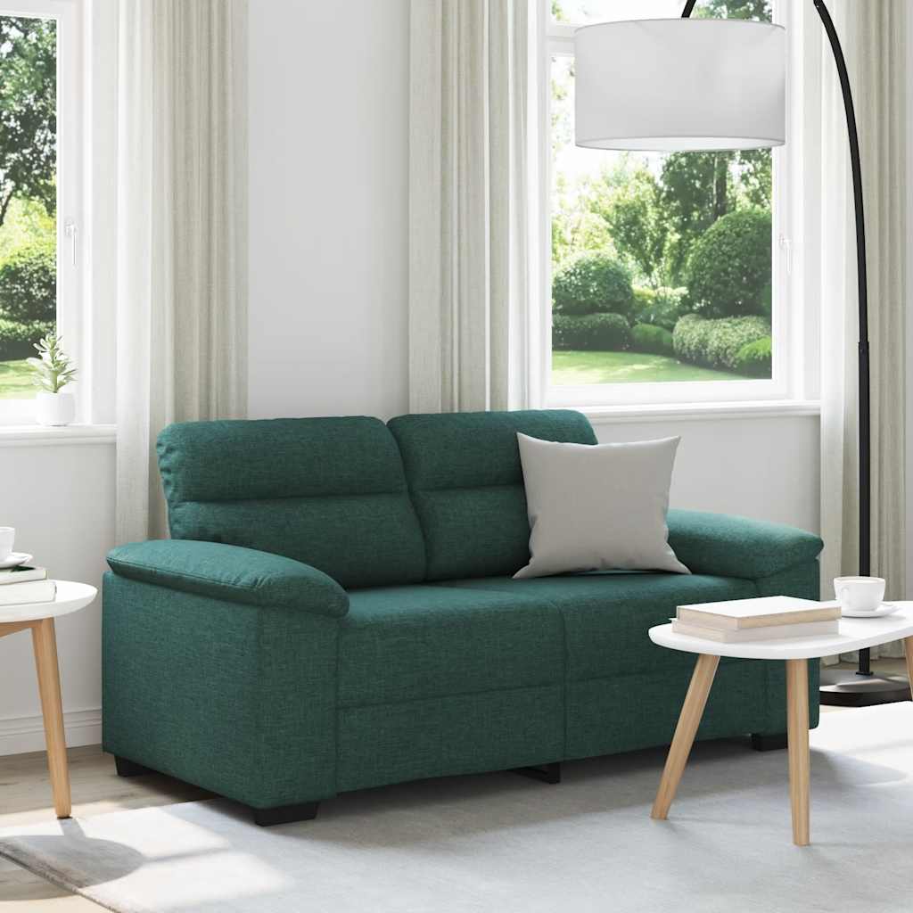 Divano a 2 Posti Verde Scuro 160x81x84 cm in Tessuto | homemem39