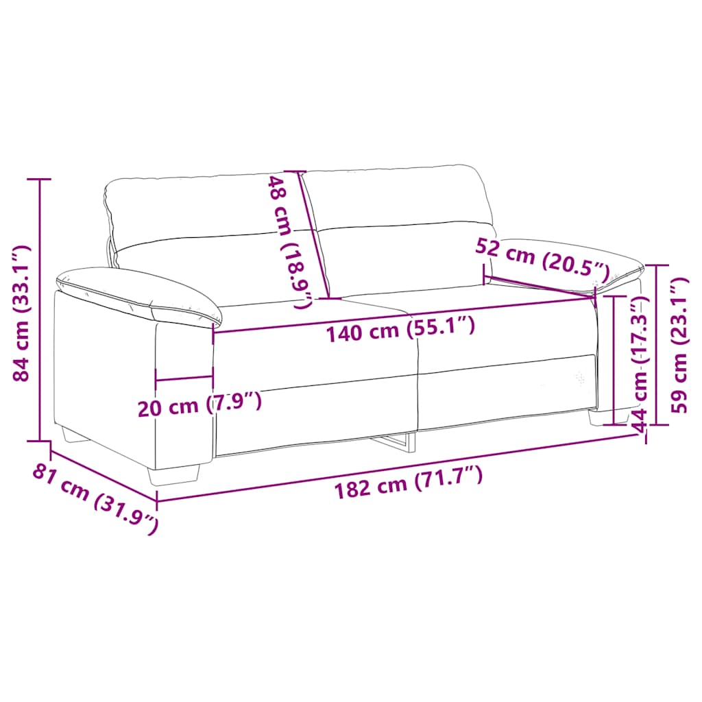 Divano a 2 Posti Cappuccino 140 cm in Similpelle