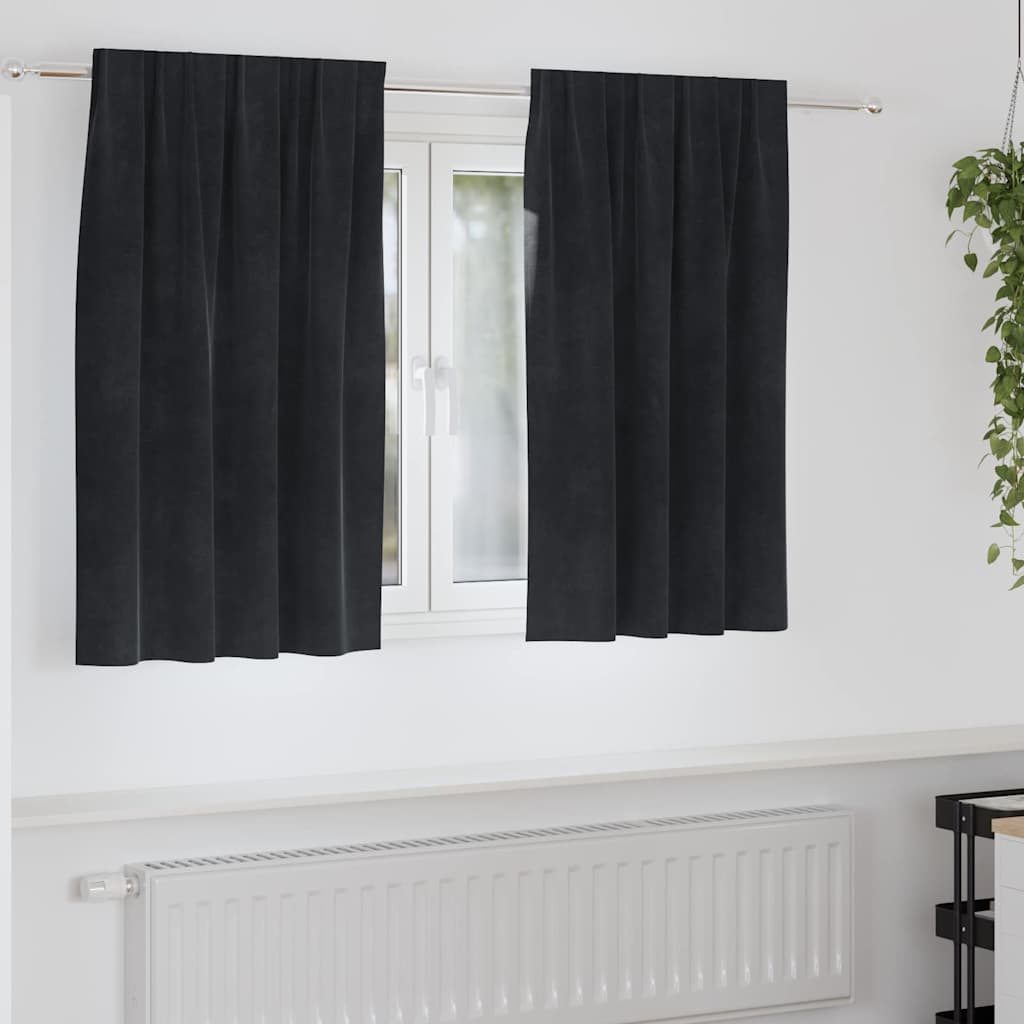 Tende oscuranti 2 pcs Nero 140 x 140 cm Velluto