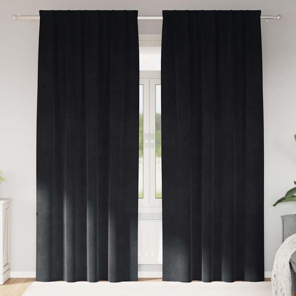 Tende oscuranti 2 pcs Nero 140 x 225 cm Velluto | homemem39