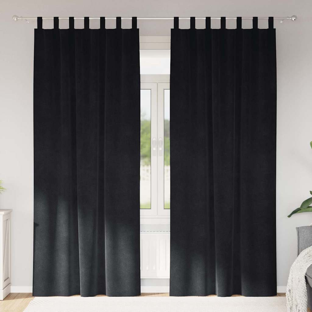 Tende oscuranti 2 pcs Nero 140 x 245 cm Velluto | homemem39