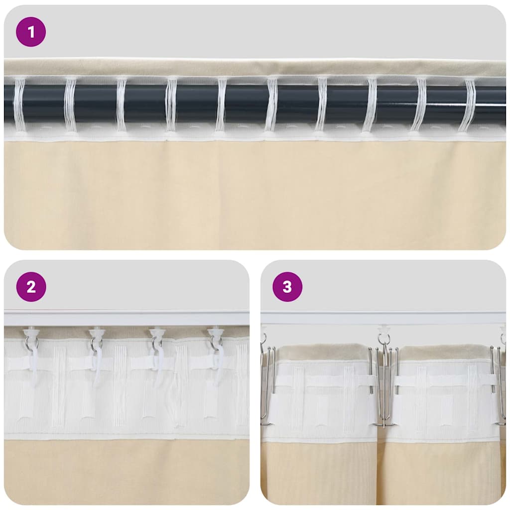 Tende oscuranti 2 pcs Crema 140 x 245 cm Velluto | homemem39