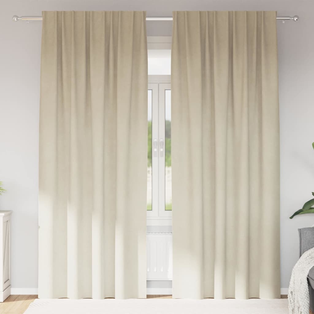 Tende oscuranti 2 pcs Crema 140 x 245 cm Velluto | homemem39