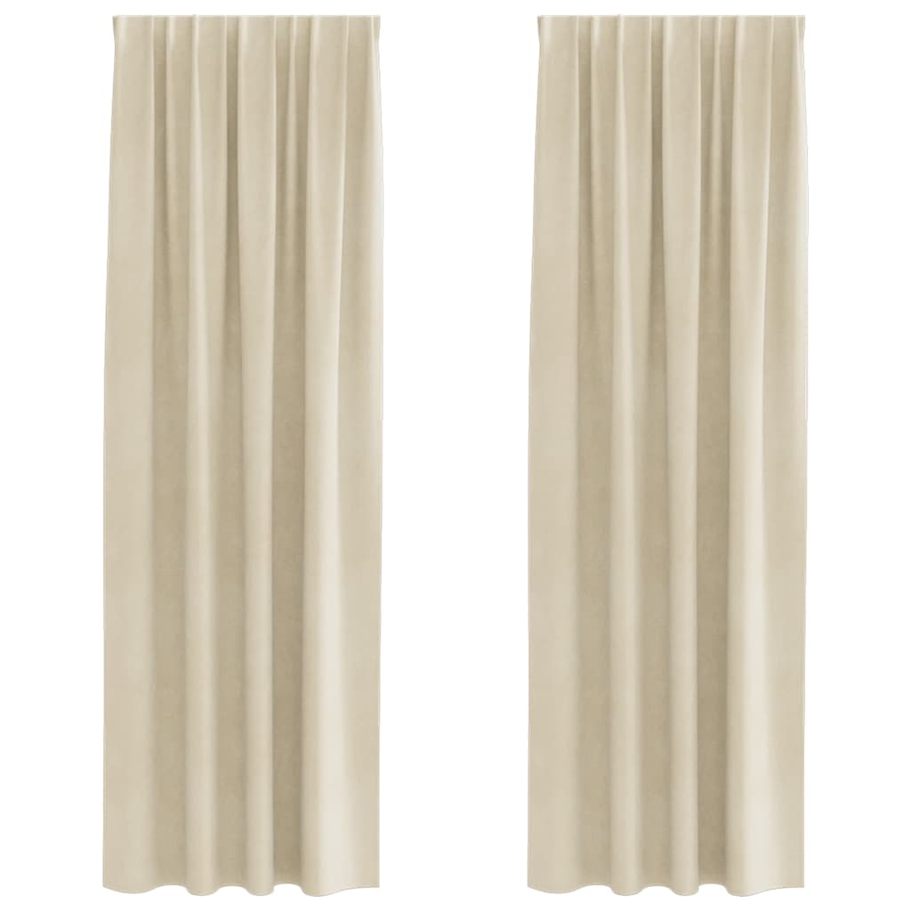 Tende oscuranti 2 pcs Crema 140 x 245 cm Velluto | homemem39