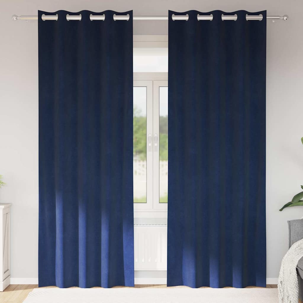 Tende oscuranti 2 pcs Blu Scuro 140 x 245 cm Velluto | homemem39