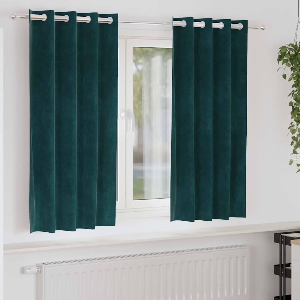 Tende oscuranti 2 pcs Verde Scuro 140 x 175 cm Velluto | homemem39