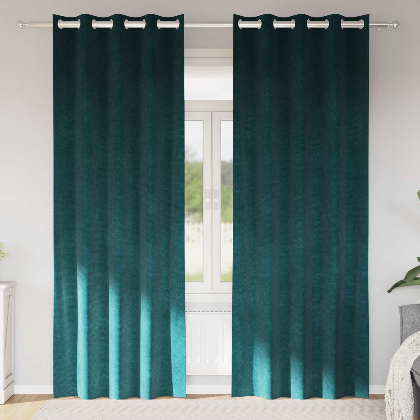 Tende oscuranti 2 pcs Verde Scuro 140 x 245 cm Velluto | homemem39