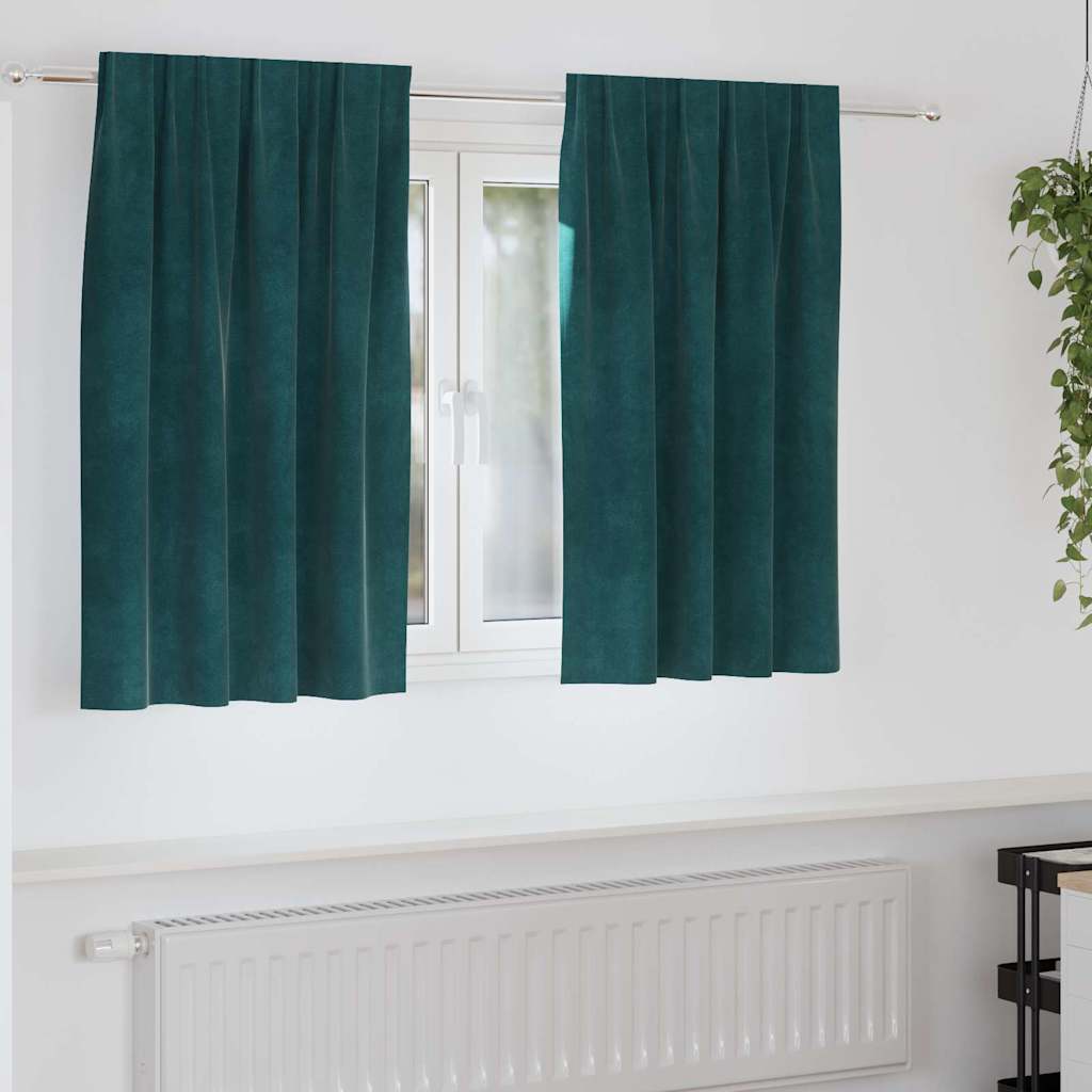 Tende oscuranti 2 pcs Verde Scuro 140 x 140 cm Velluto | homemem39