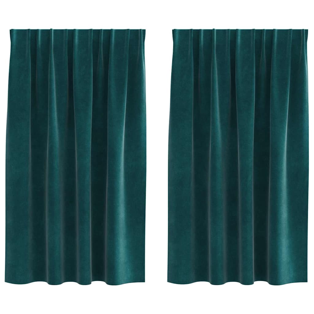 Tende oscuranti 2 pcs Verde Scuro 140 x 140 cm Velluto | homemem39