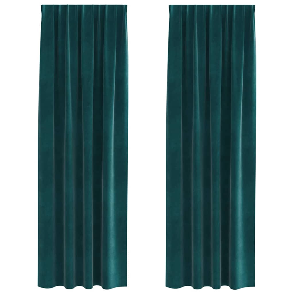 Tende oscuranti 2 pcs Verde Scuro 140 x 225 cm Velluto | homemem39